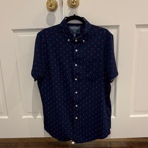Heritage Navy Shirt with Red Flamingo Accents